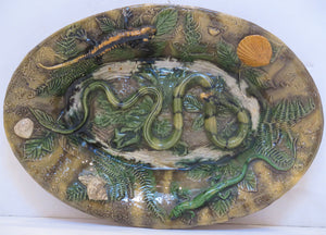 French Palissy Plate by Alfred Renoleau (France, 1854-1930)