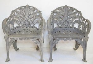 Pair of Late Victorian Cast Aluminum Lilly of the Valley Chairs