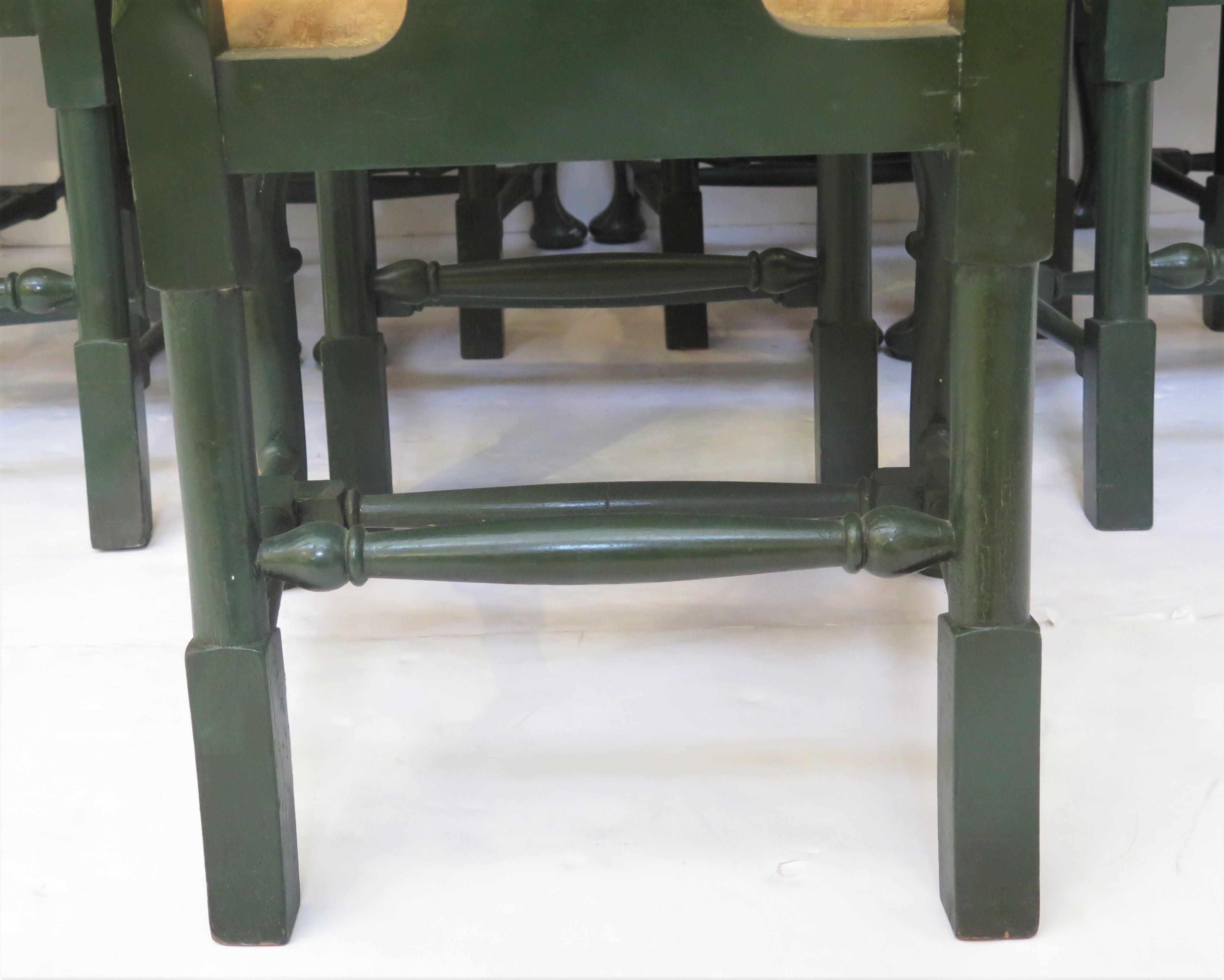 Group of Eight (8) Queen Anne-Style Side Chairs with Green Chinoiserie Decoration