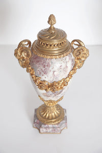 Louis XVI Style Marble Cassolettes (PAIR) with Gilt Bronze Mounts