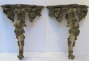 A Pair of Fine Italian Baroque Bracket Console Tables
