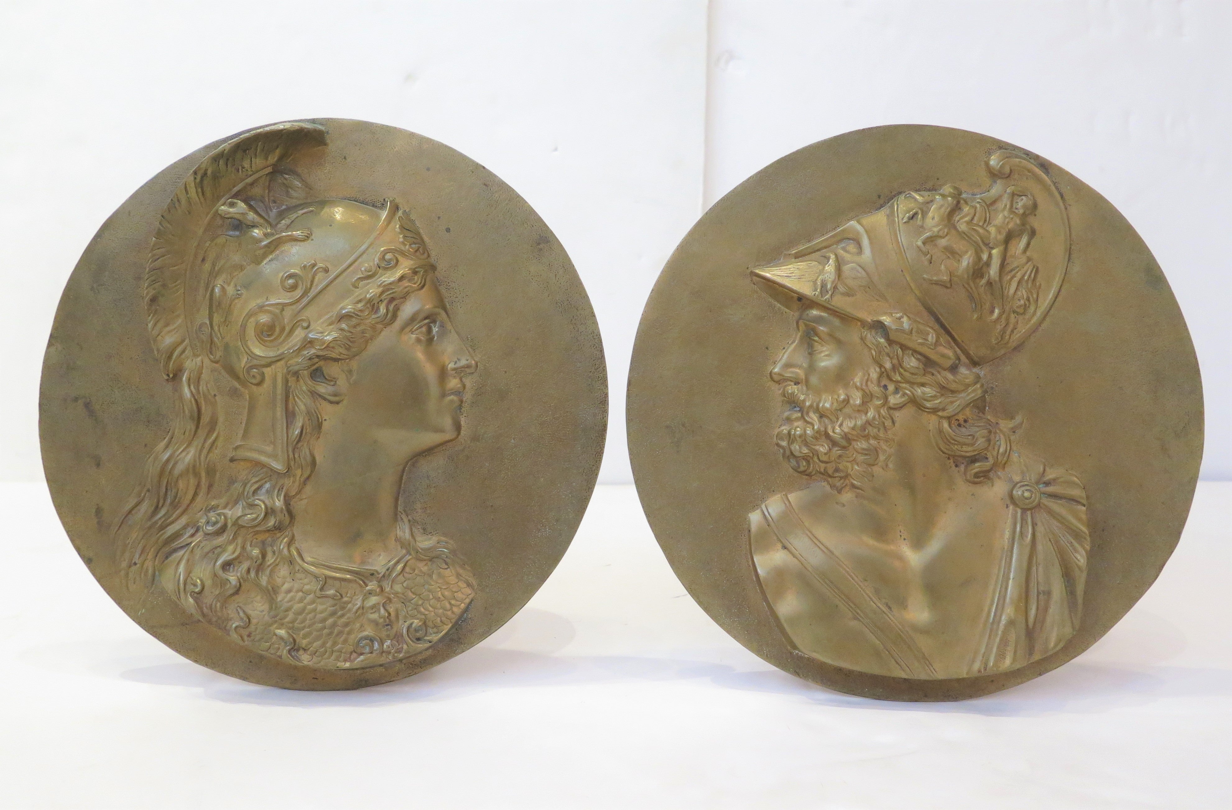 Grand Tour Neoclassical Portrait Medallions / Minerva and Mars