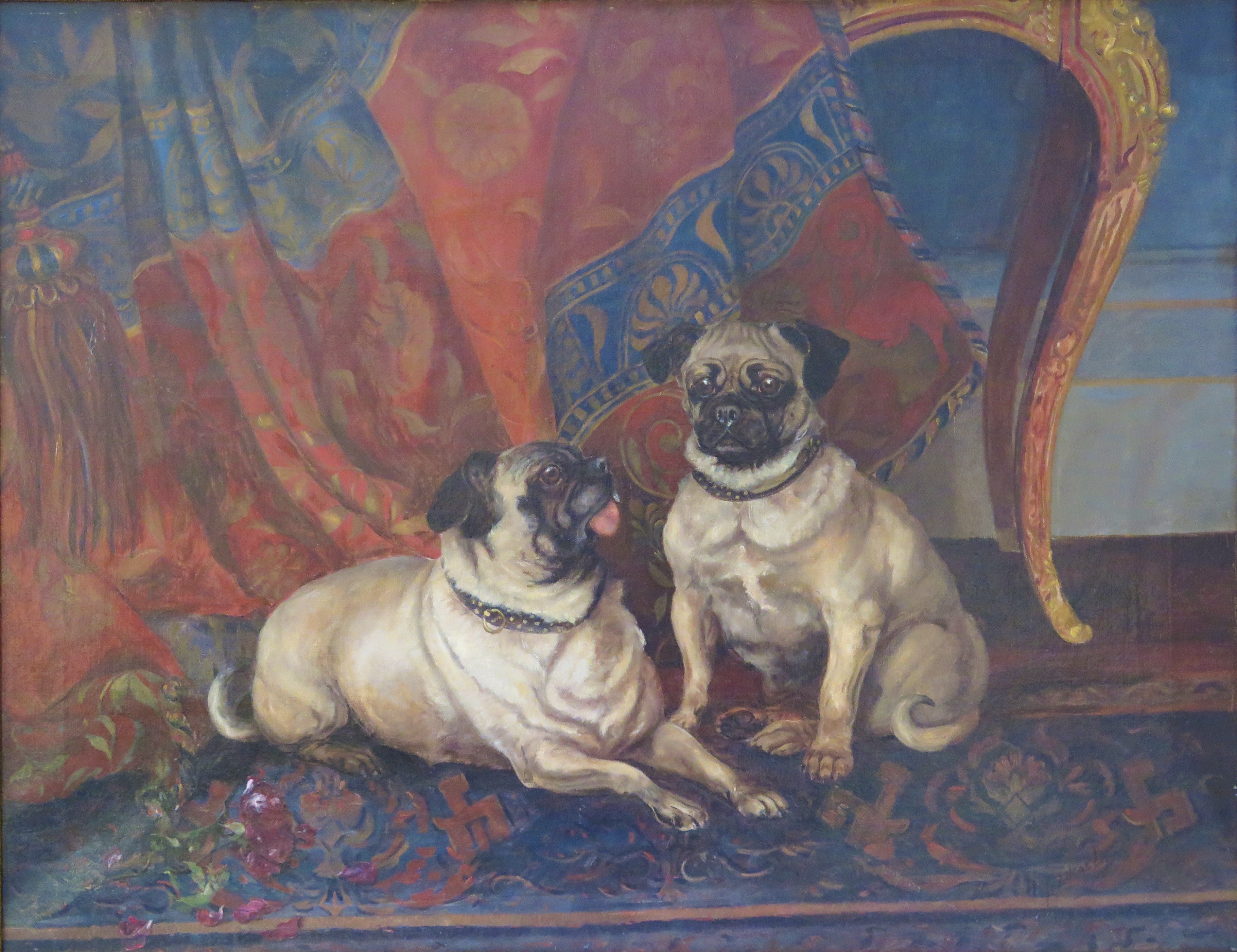 Large Dog Portrait (PUGS) by Henry Frederick Lucas-Lucas (British, 1848-1943)