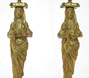 Pair of George II Caryatid Bronze Candlesticks