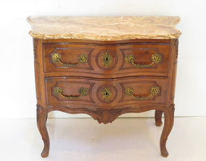 An Elegant 18th Century Louis XV Carved Walnut Two Drawer Commode