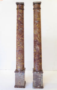 Pair of Grand Tour Italian Marmo Brocatello Marble Columns
