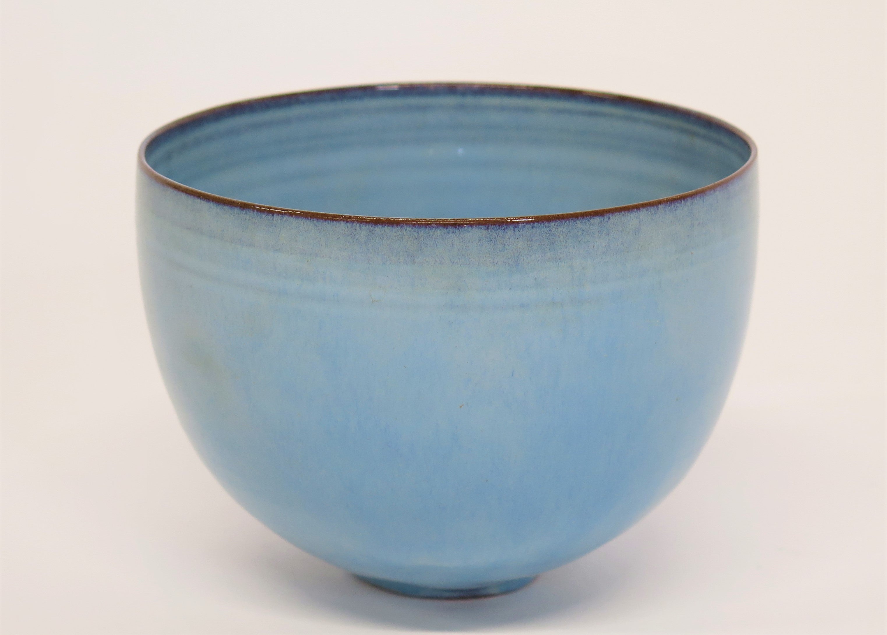 Robin's Egg Blue Glazed Bowl by Gertrud and Otto Natzler, Austrian-American Ceramicists