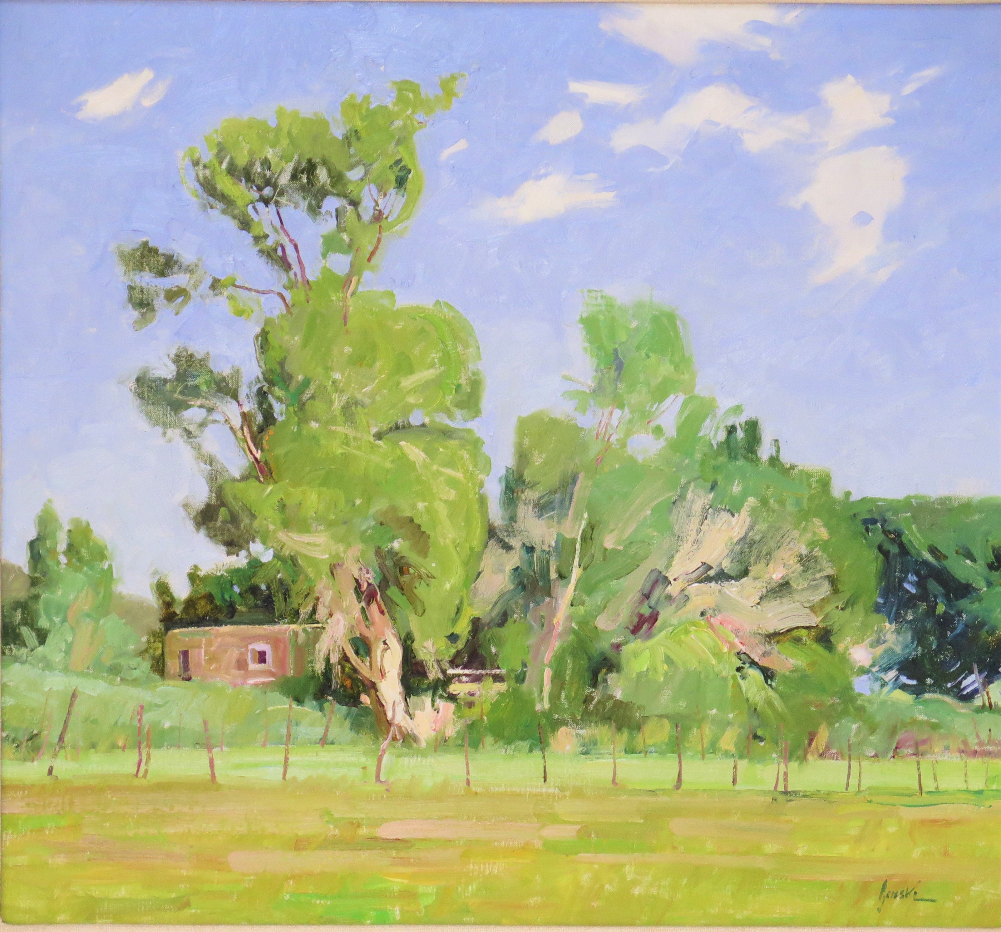 "Adobes and Cottonwoods'' by Walt Gonske (American, 1942 - )