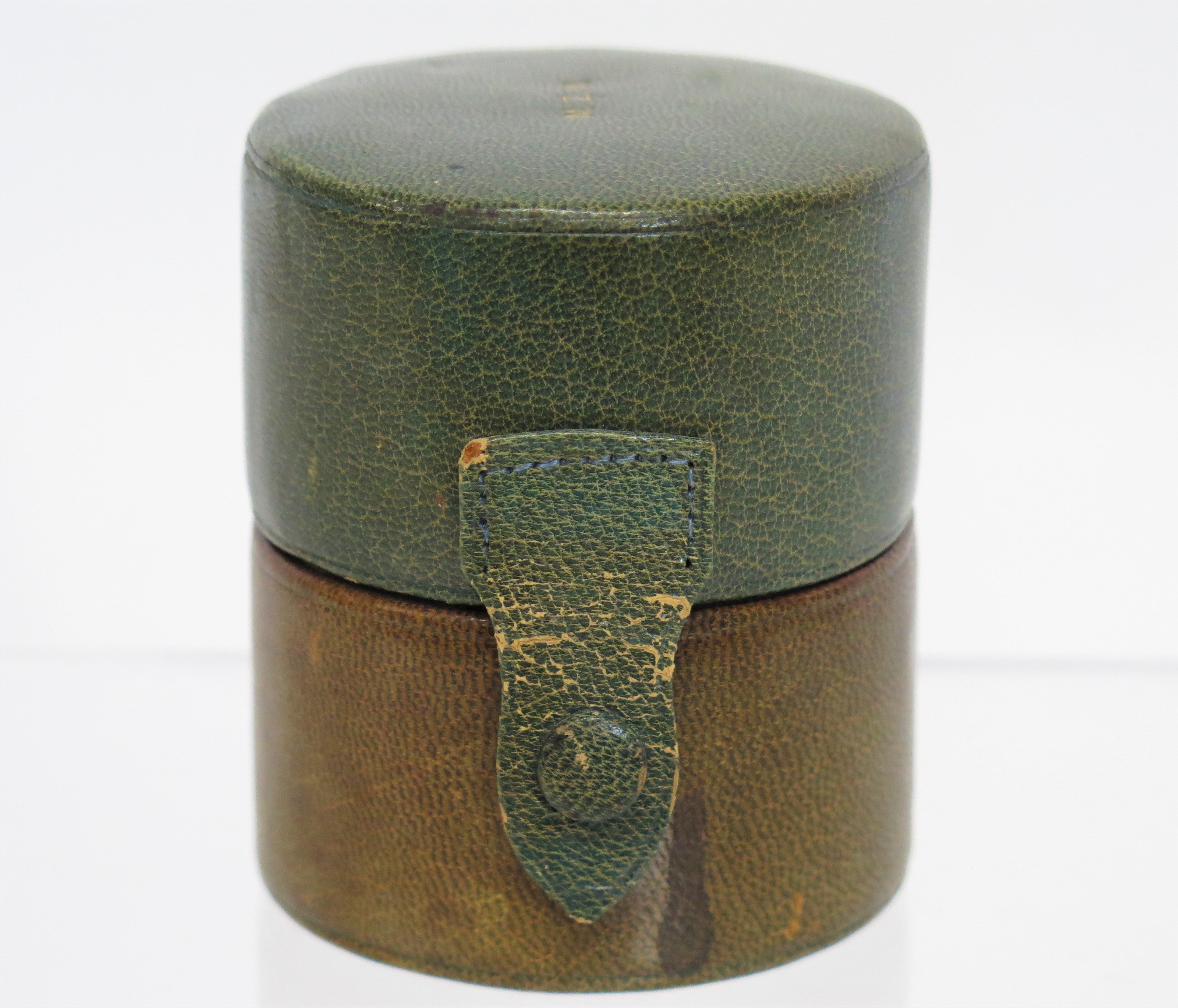 Scent Bottles with Guilloche Enamel Lids in Shagreen Travel Case