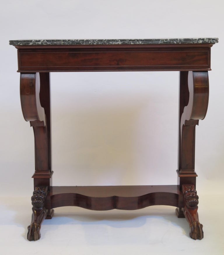 Charles X Mahogany Console with Sainte-Anne Marble Top