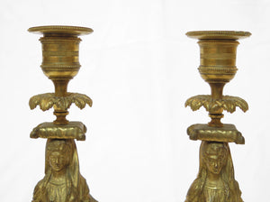 Pair of George II Caryatid Bronze Candlesticks