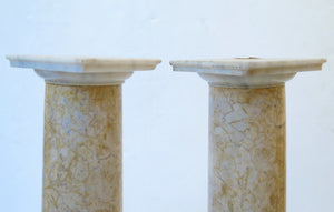 A Pair of Grand Tour Italian Carved Marble Columns  C. 1850, Italy