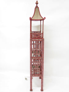 Art Deco Pagoda Form Beaded Etagere with Mirrored Back and Shelves