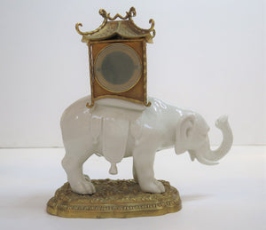 Pagoda Form Clock on the Back of a Blanc de Chine Elephant
