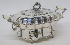 An Ornate English Silverplated Serving / Chafing Dish