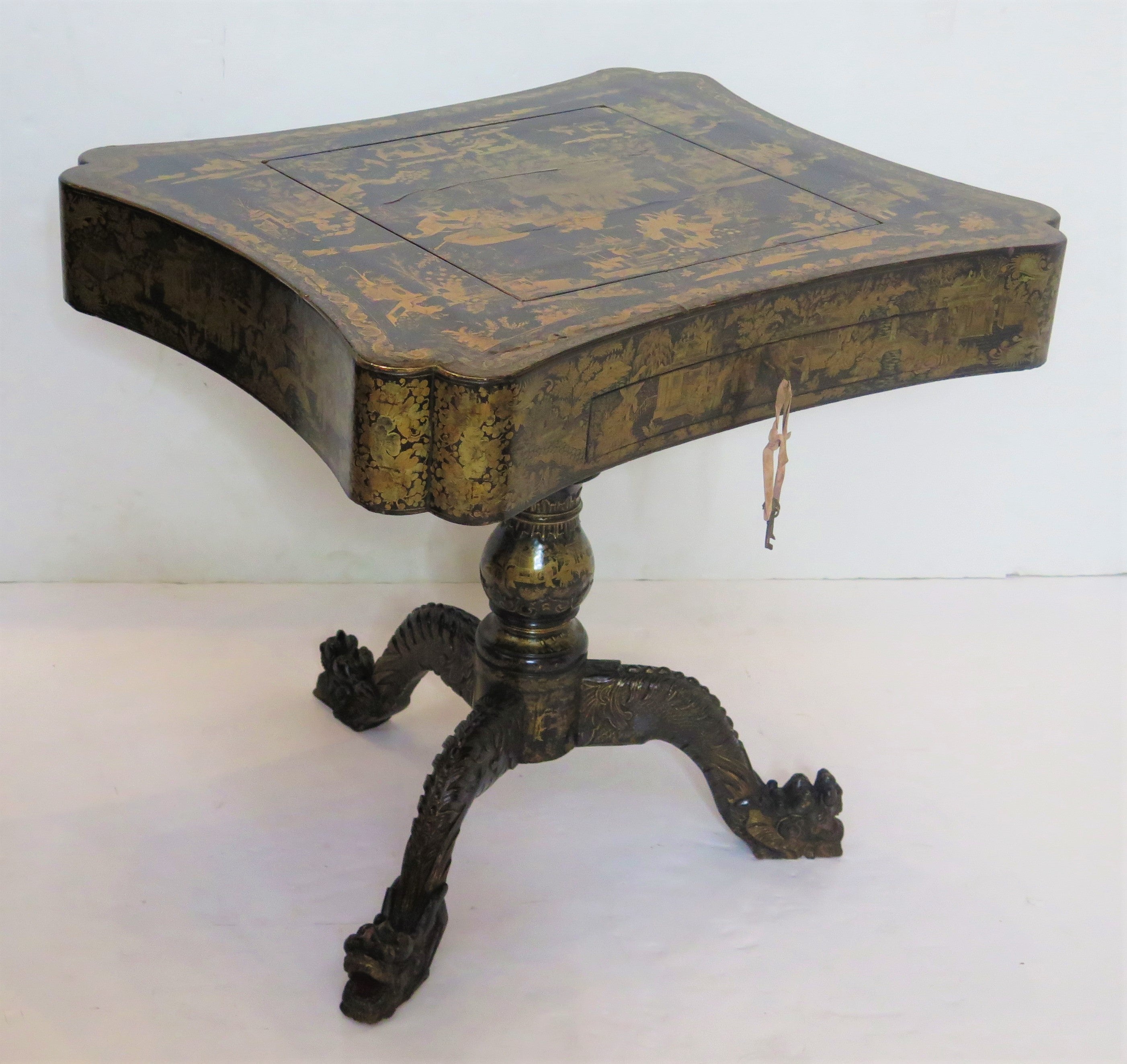 A Very Fine Chinese Export Black Lacquer and Gilt Games Table