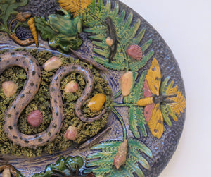 Portuguese Palissy Platter with Speckled Serpent / Snake