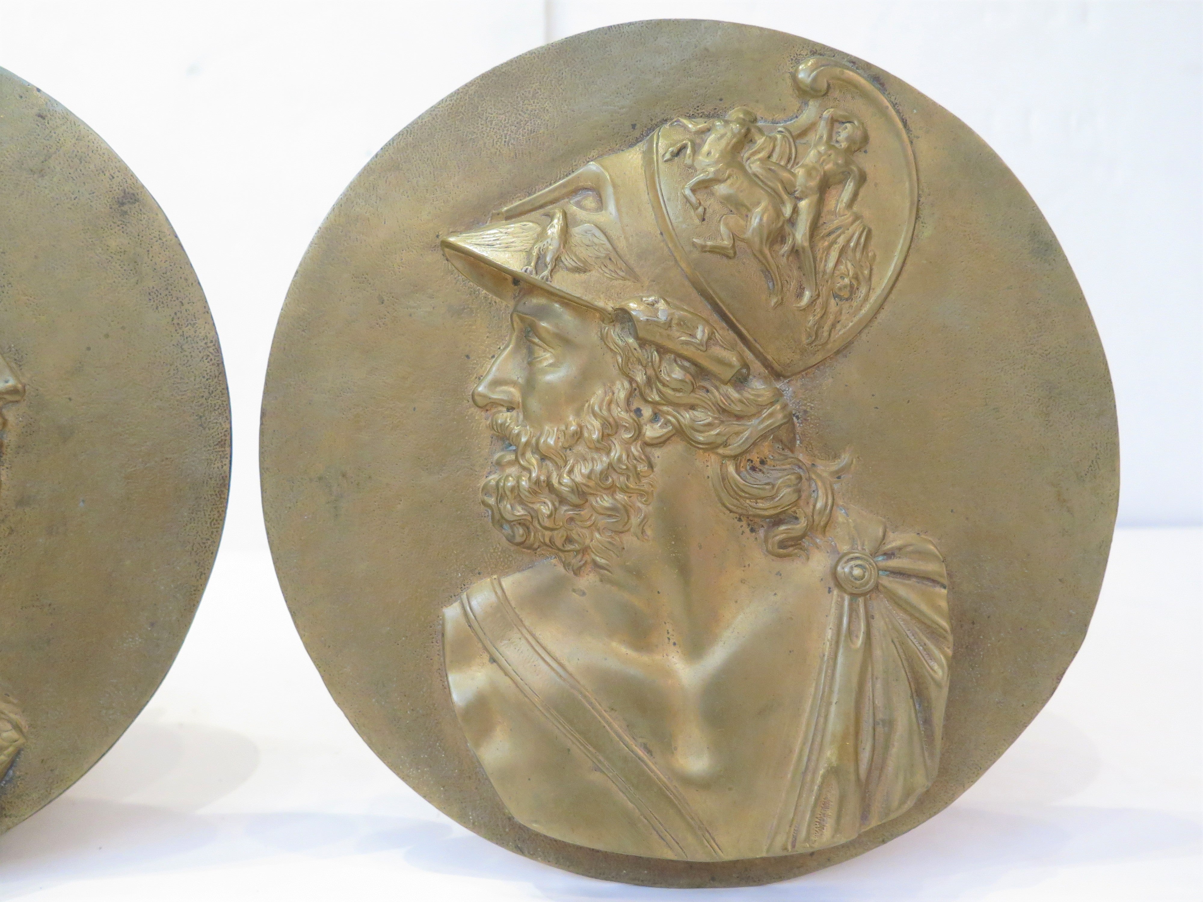 Grand Tour Neoclassical Portrait Medallions / Minerva and Mars