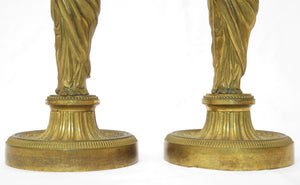 Pair of George II Caryatid Bronze Candlesticks