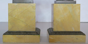 A Pair of Grand Tour Bronze Tazzas on Sienna Marble Plinths  C. 1820, Italy