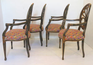 Set of Four Italian Paint and Parcel Gilt Armchairs / John Astin Perkins