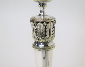 Pair of Silverplated Candlesticks with Acanthus Leaves