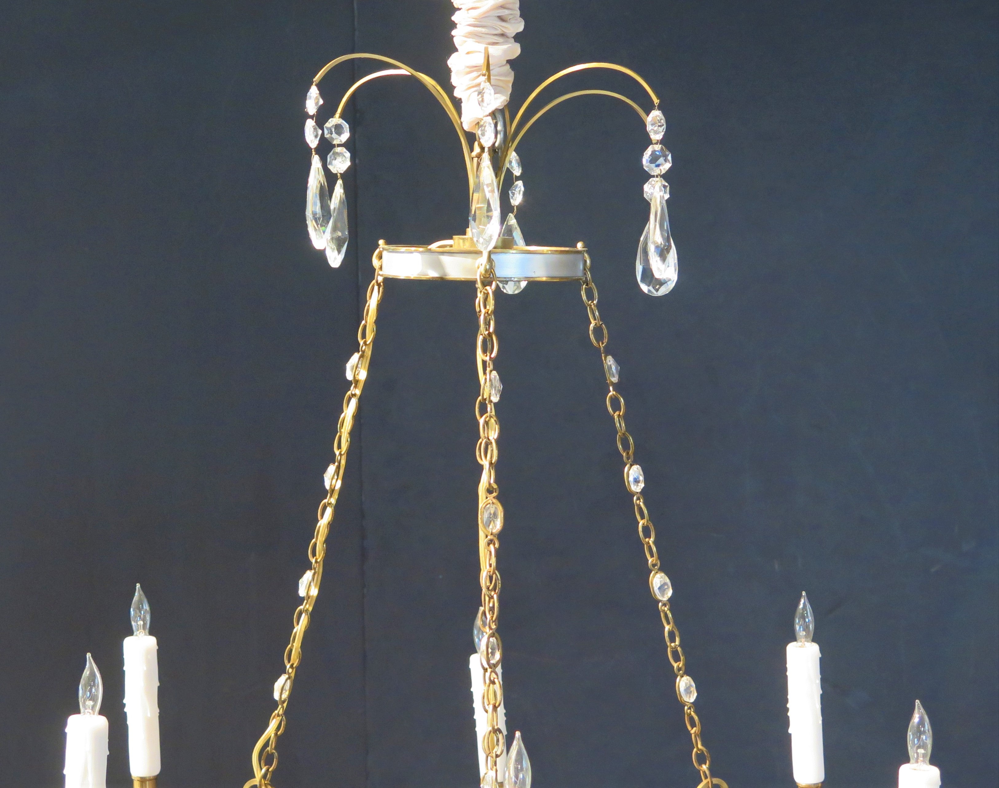 Regency Style Bell Jar Lantern Nine (9) Light Chandelier