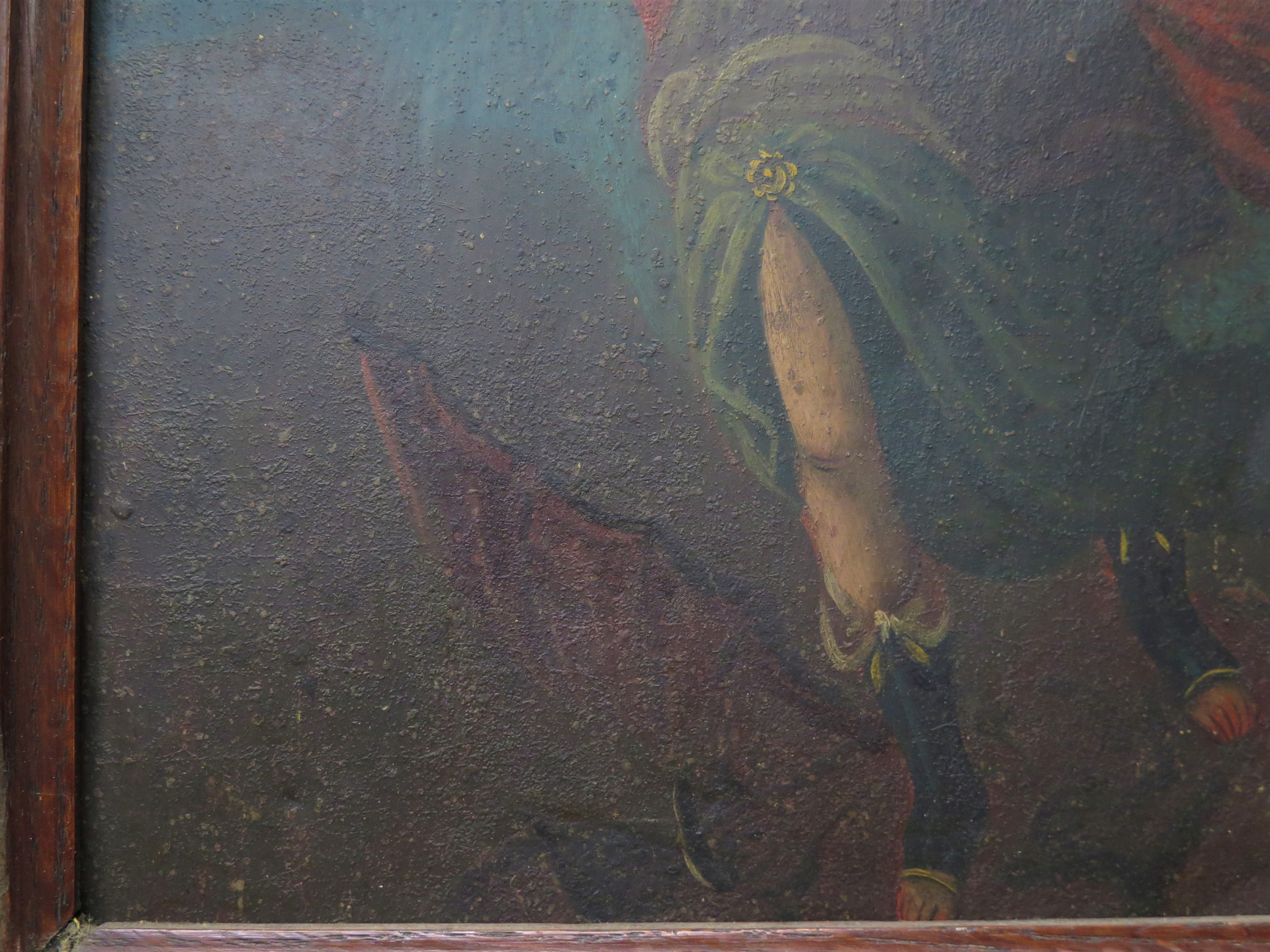 San Miguel (St. Michael) Mexican Retablo Oil on Tin 19th Century.