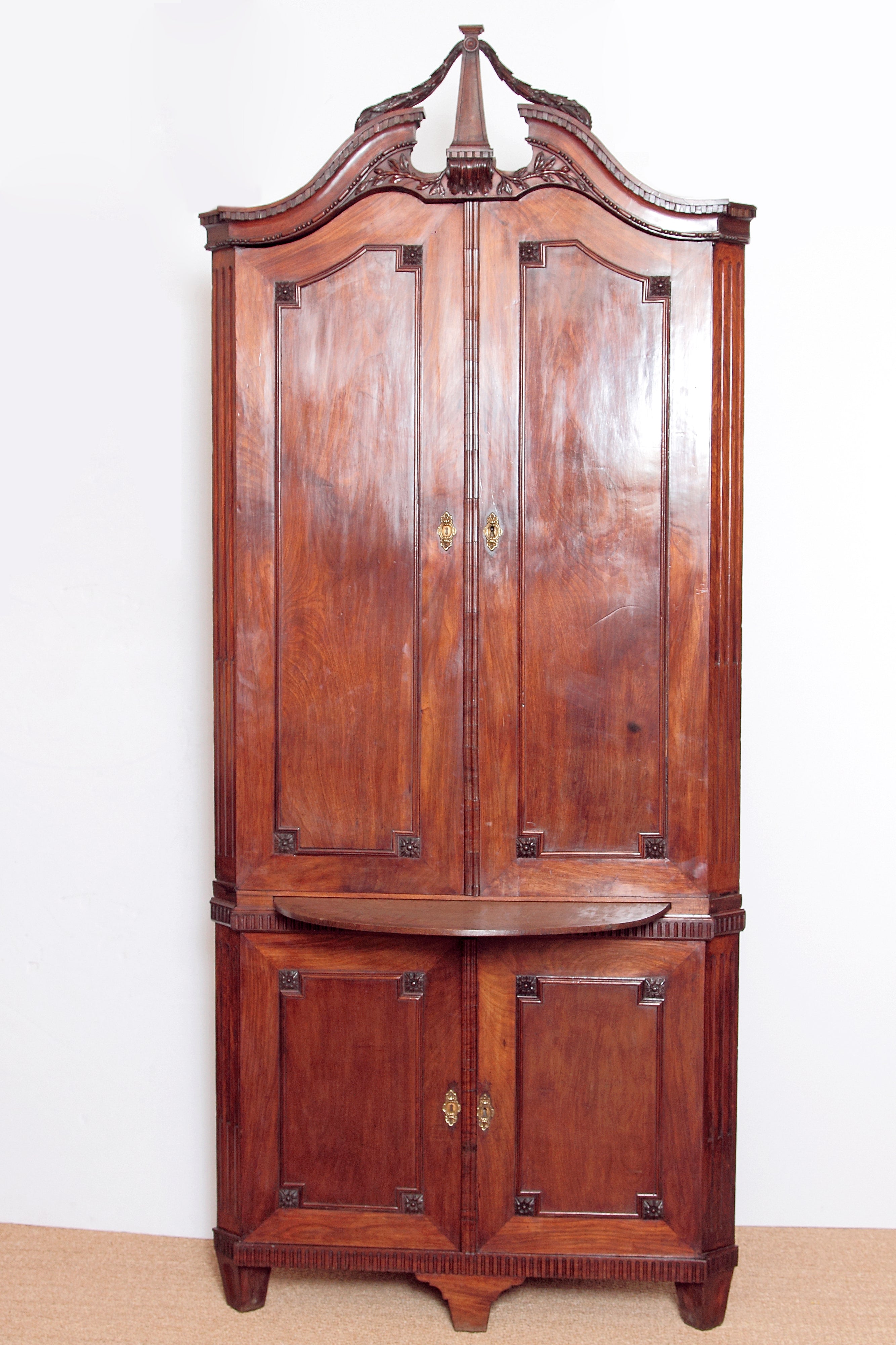 18th Century Continental Mahogany Corner Cabinet