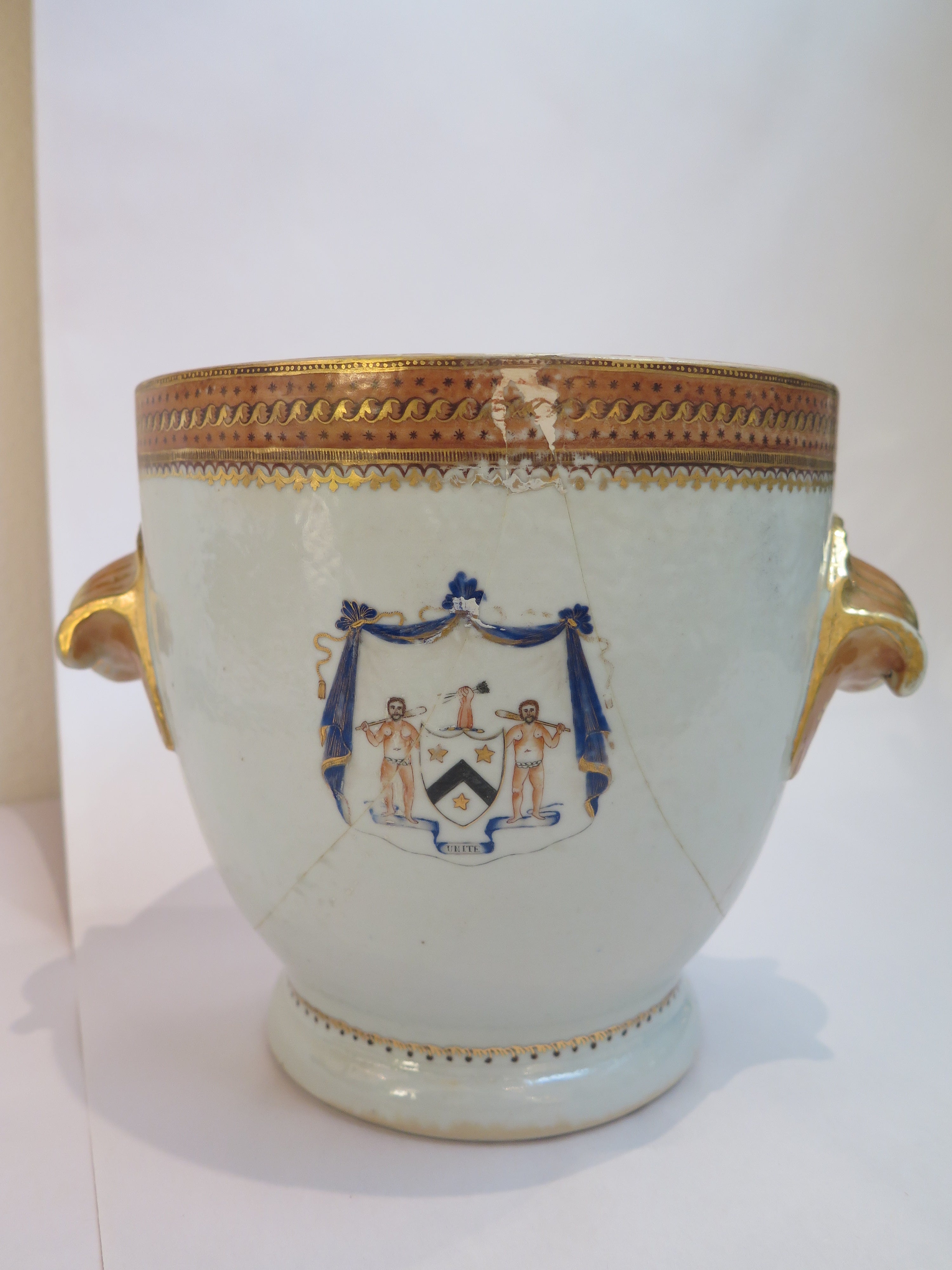 A Pair of 18th Century Chinese Export Armorial Wine Coolers