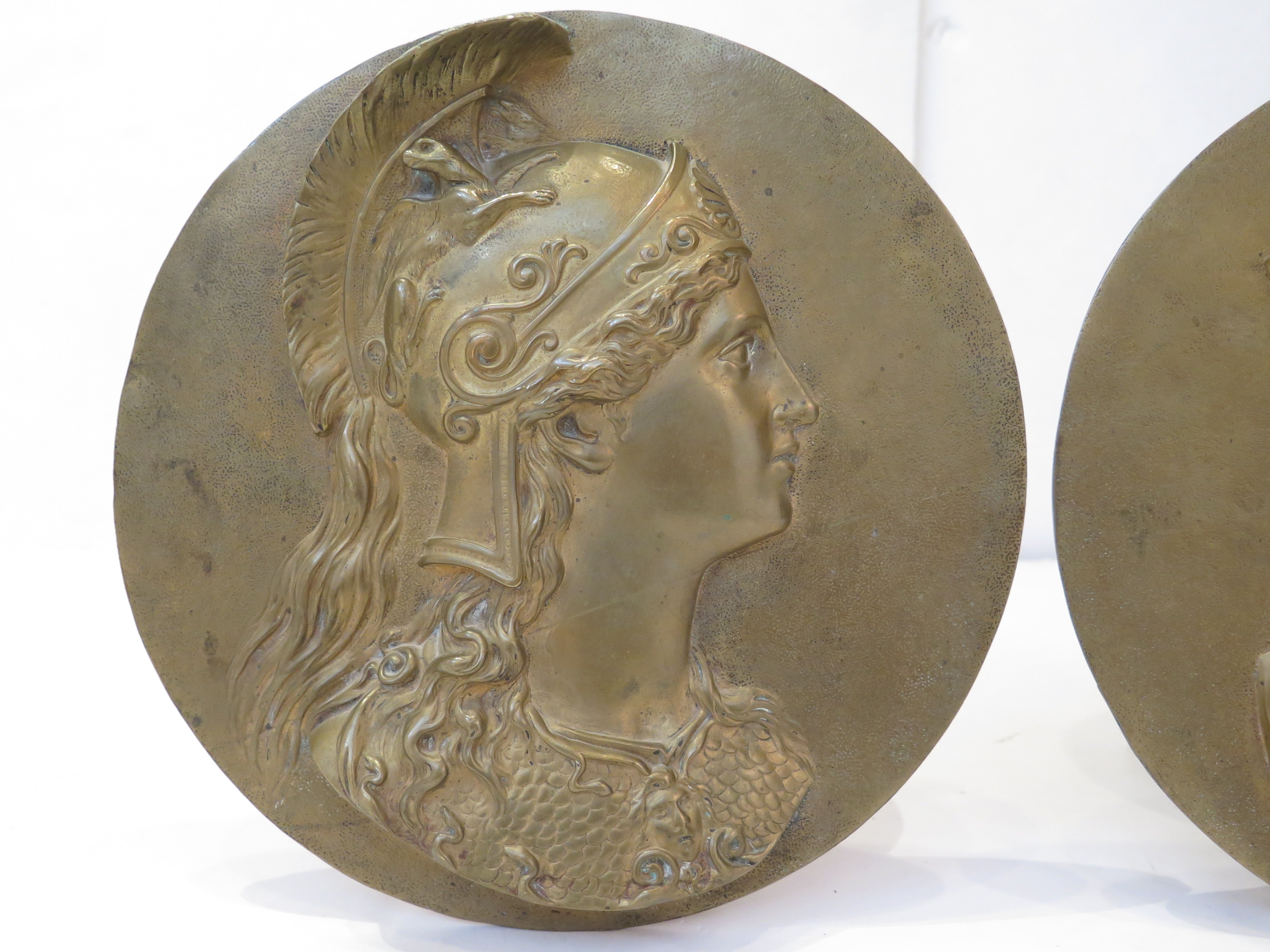 Grand Tour Neoclassical Portrait Medallions / Minerva and Mars