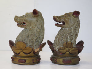 Carved Wood Armorial Crests / Bears or Wolves