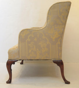 A George II Settee with Beautifully Shaped Mahogany Legs, Front and Back