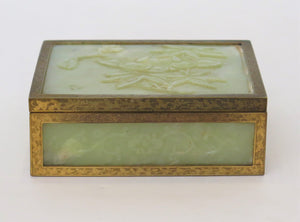 Chinese Box of Carved Celadon Hardstone