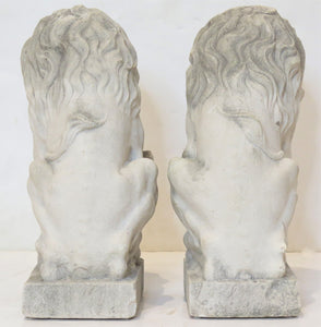 Pair of Small Carved Stone Heraldic Lion Sculptures