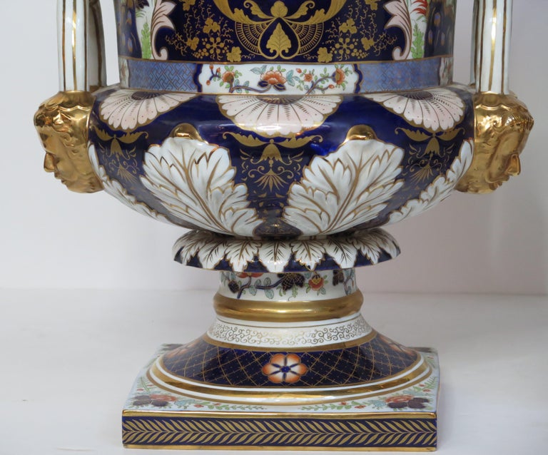 A Pair of Large Scale Royal Crown Derby Style Campana Urns