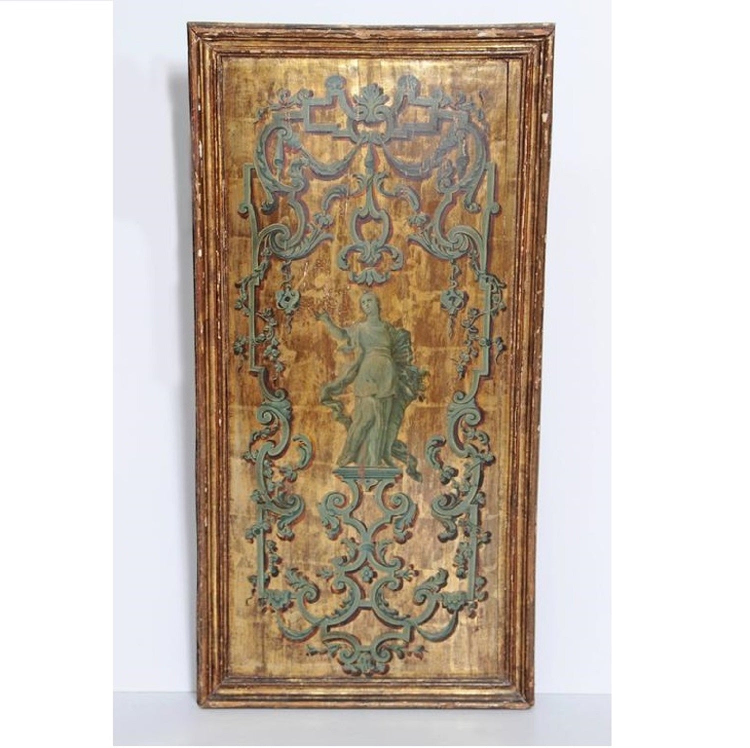 Italian Neoclassical Paint and Parcel Gilt Panels / Roman Goddesses / Muses