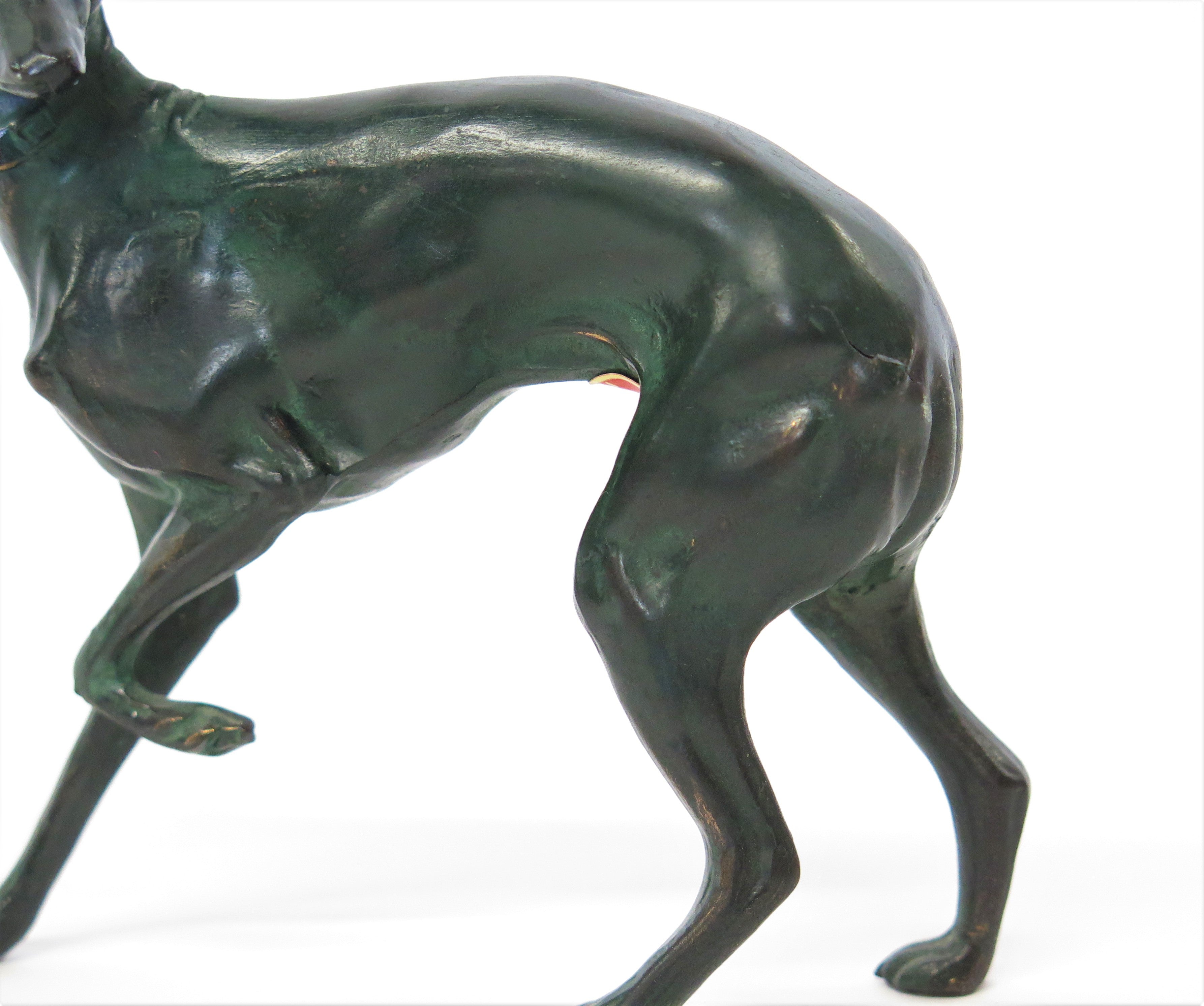 Italian Bronze Sculpture of a Whippet, Stamped