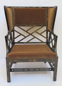 Chinese Chippendale Wing Chair by Gregorius/Pineo