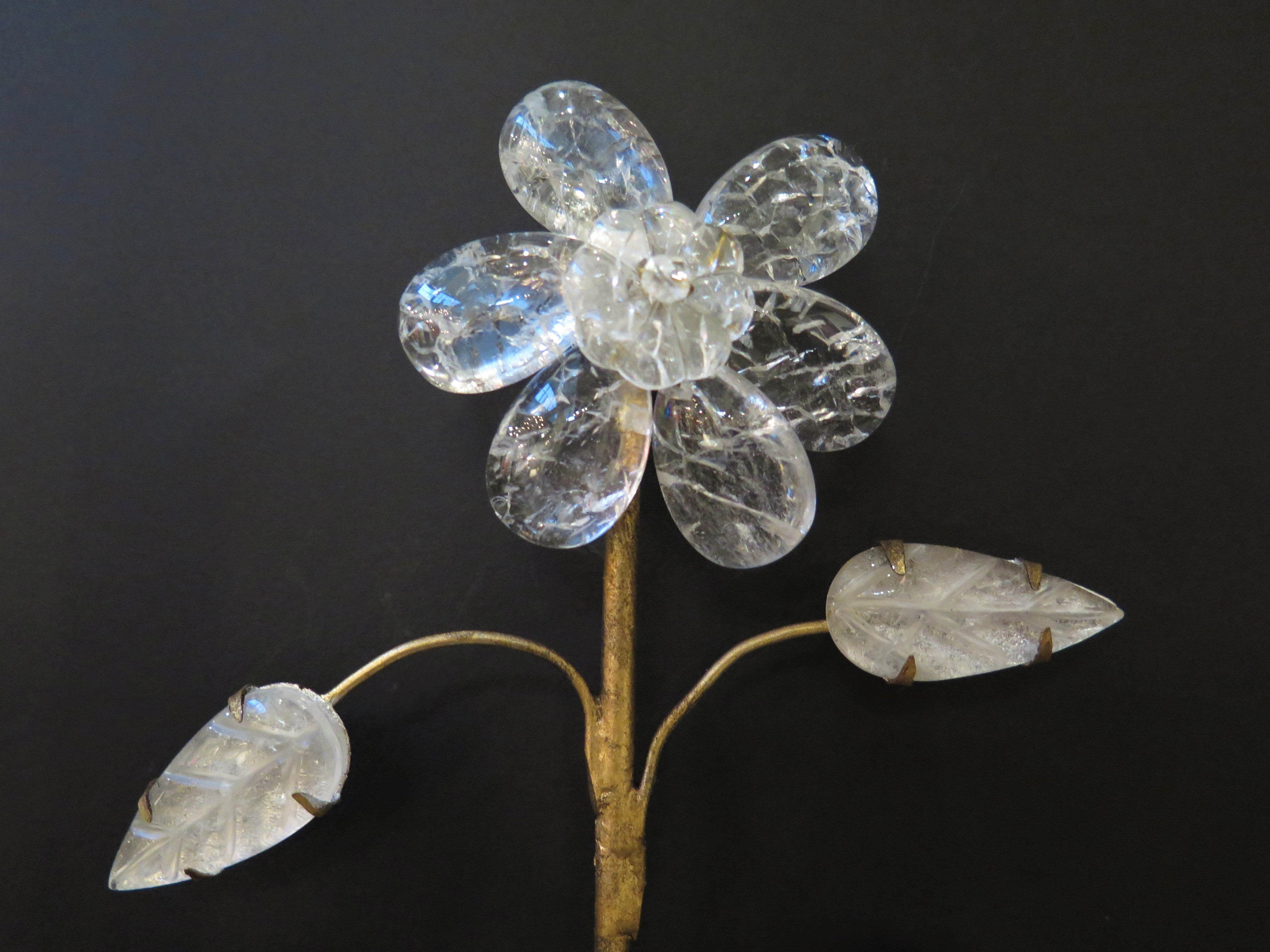 A Pair of Baguès Style Rock Crystal Two Light Sconces  C. 1980, France