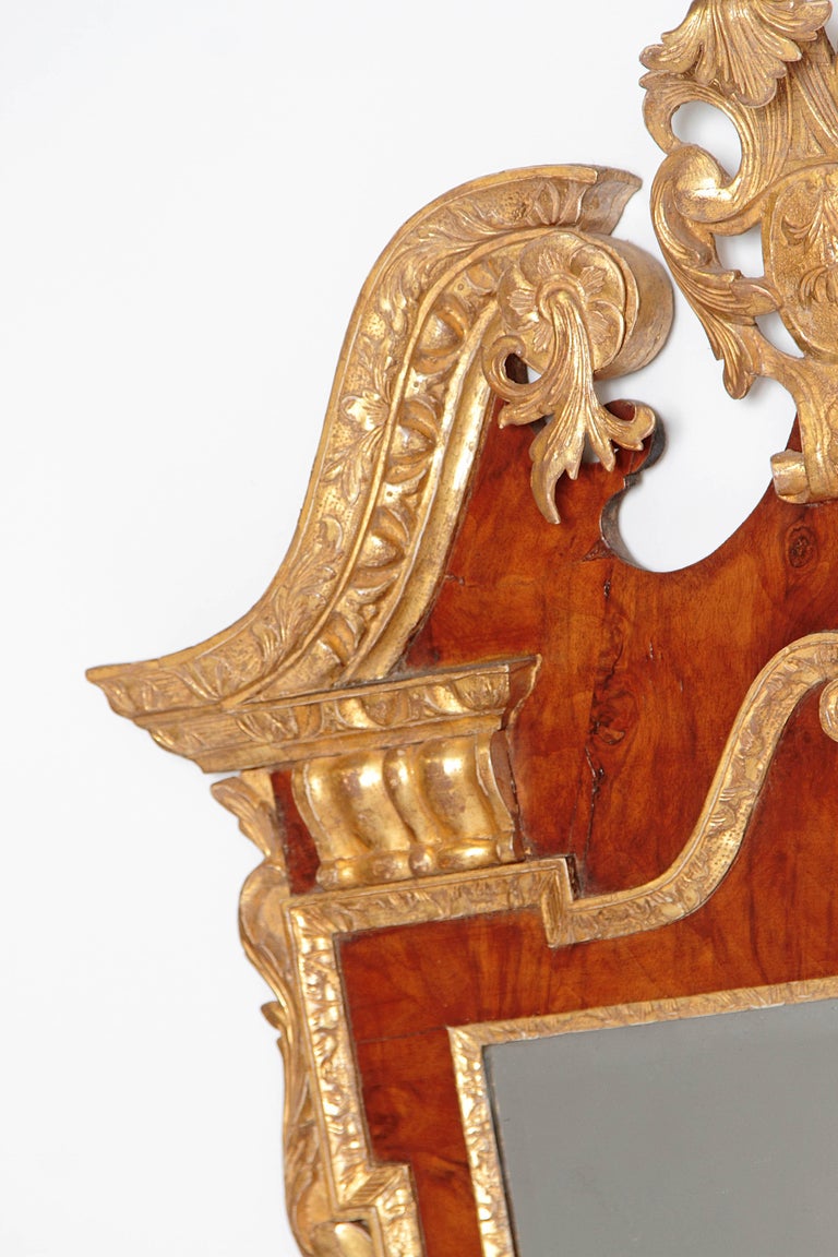 Period George II Pier Glass with Bookmatched Walnut Veneers