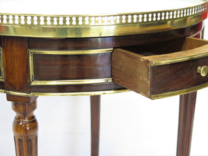 Louis XVI Gueridon / Petite Bouillotte Table with Marble Top and Brass Gallery