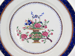 Pair of Chinese Export Plates with Floral Bouquet and Flowering Bough