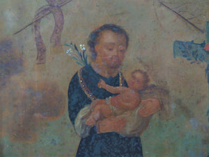 Saint Joseph (St. José) and the Christ Child  / Spanish Colonial Retablo