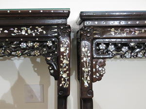Chinese Consoles with Pierced Apron and Mother of Pearl Inlay