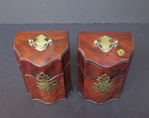 Georgian Mahogany Petite Knife Boxes with Armorial Crest