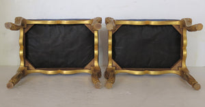Pair of Petite Régence-Style Carved and Gilded Stools