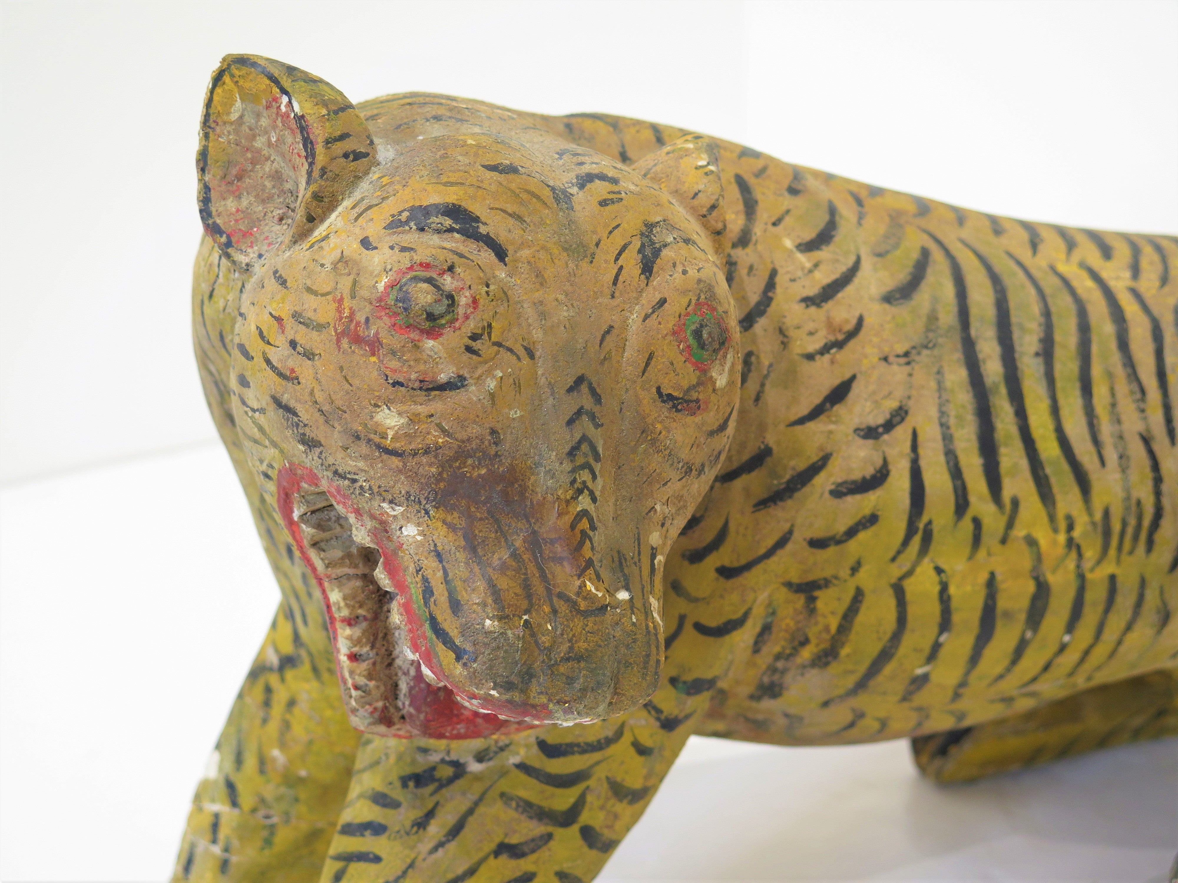 Carved and Painted Tiger with Original Paint
