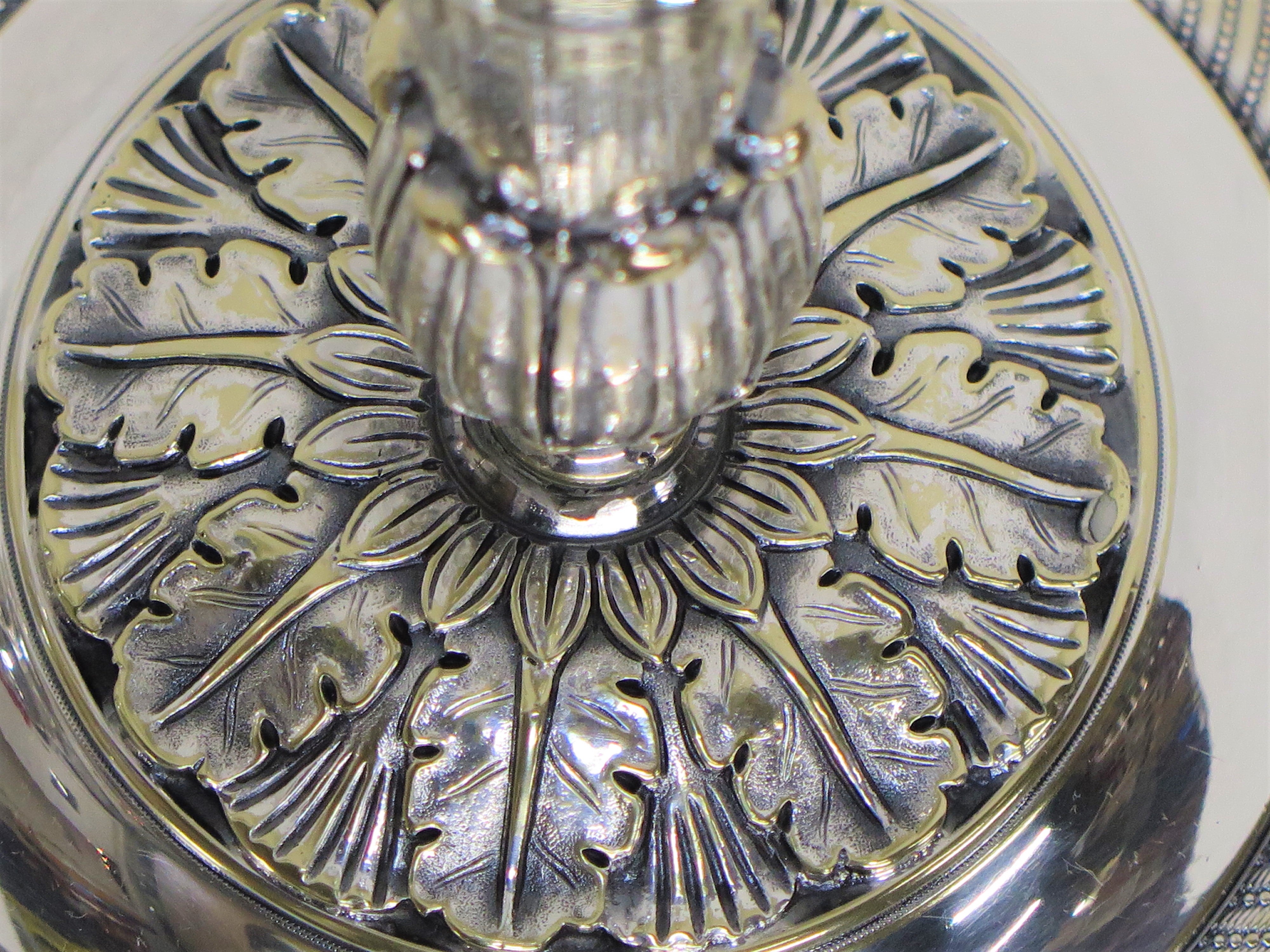 Pair of Silverplated Candlesticks with Acanthus Leaves