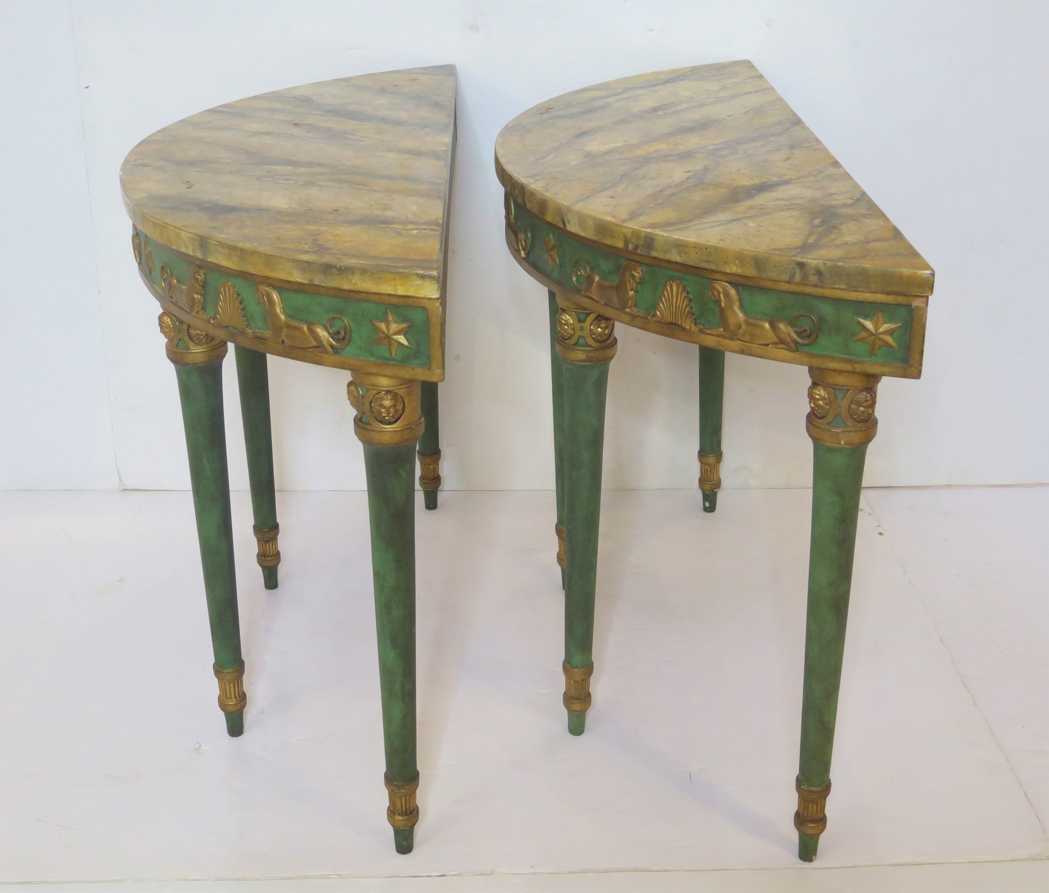 Pair of Neoclassic Style ''D'' Shaped Consoles